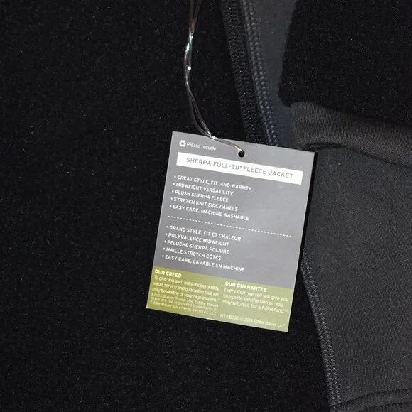 NWT Eddie Bauer Men's Sherpa Full-Zip Fleece Jacket 4XL Black Gray